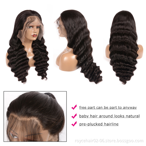 360 Lace Wigs, Virgin Remy Hair Lace closure Wig Vendor, Brazilian Human Hair Loose Deep Wavy 360 lace Front Wig With Baby Hair
